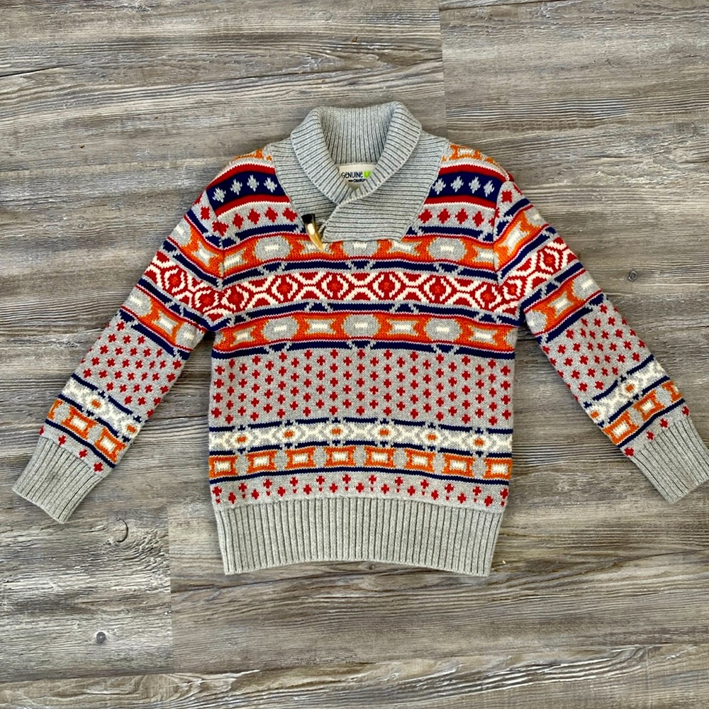 Genuine Kids OSHKOSH Pullover Fair Isle Viking Norwegian Style Sweater Boys 4T